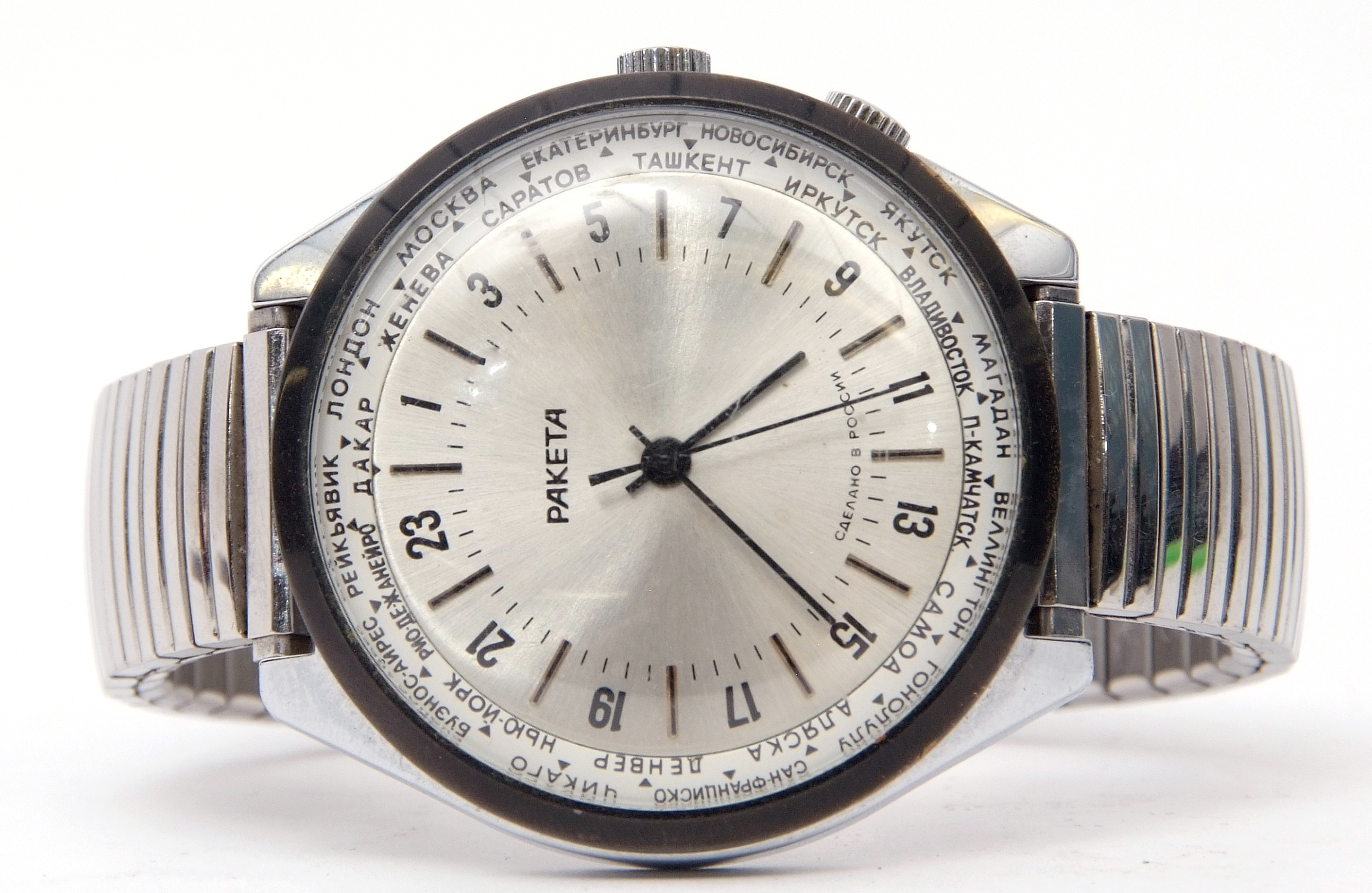 Gent's third quarter of 20th century (circa 1960s) Russian stainless steel cased large wrist watch