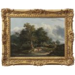 Edward Williams (1782-1855) Wooded landscape with figures oil on panel, 27 x 37cm Provenance: