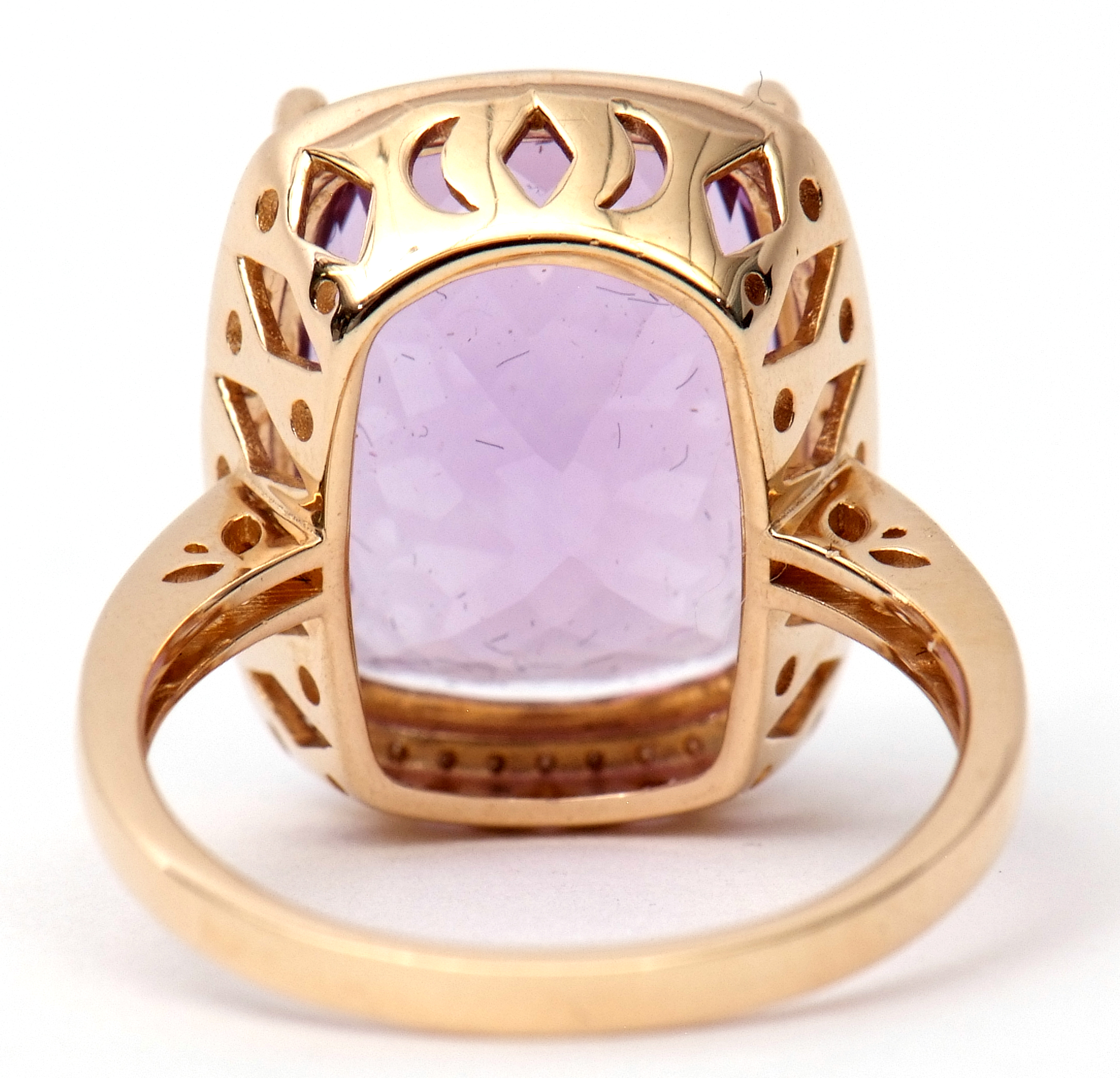 Amethyst and diamond ring, a cushion cut purple amethyst approx 9.40ct, set within a diamond - Image 3 of 7