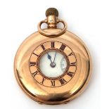 Gent's first quarter of 20th century 9ct gold cased half hunter pocket watch with button wind (