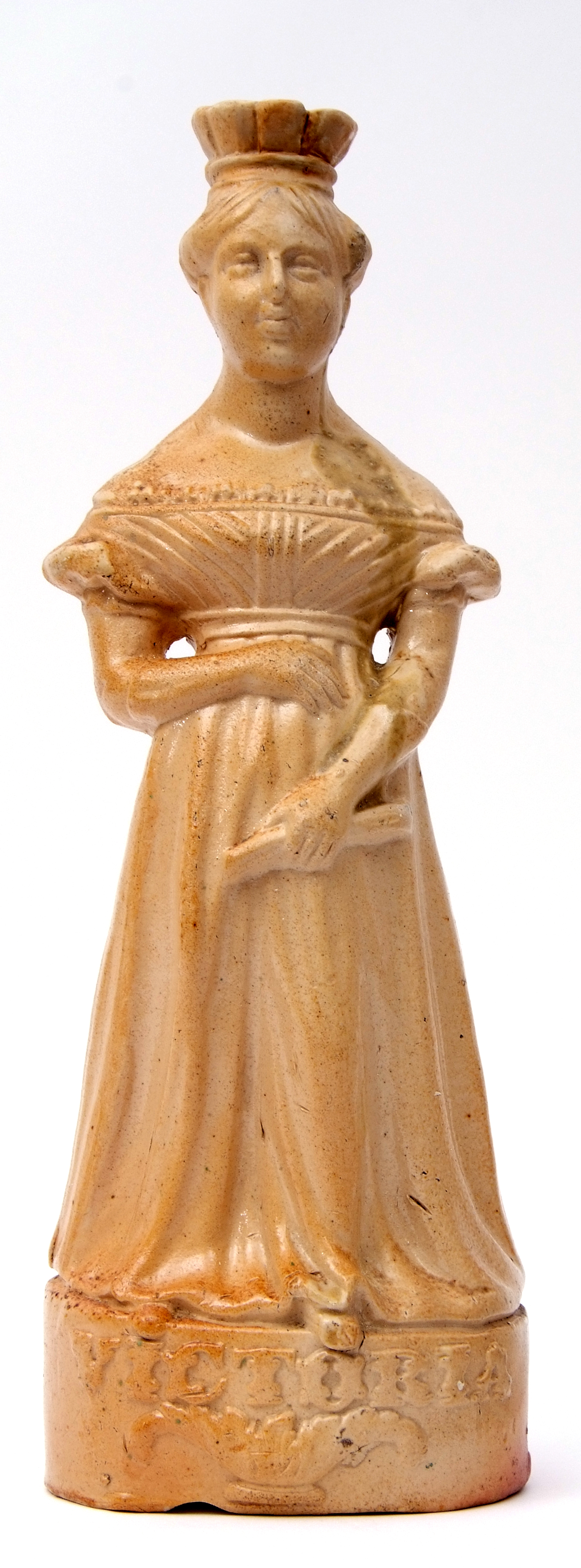 19th century salt glaze candlestick modelled as Queen Victoria, the base impressed "published by S - Image 5 of 5
