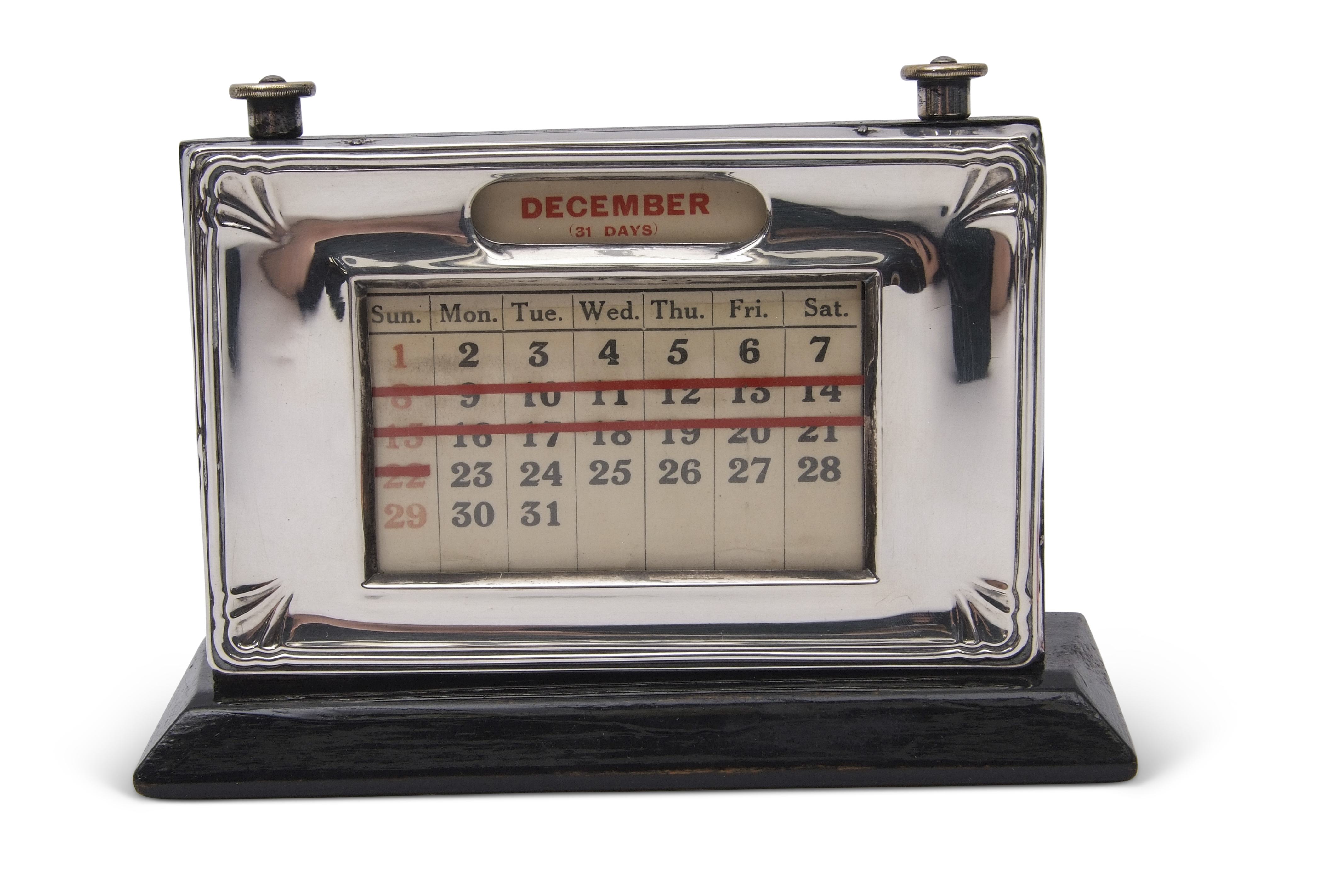 Art Deco perpetual desk calendar, Birmingham 1927, W J Myatt & Co