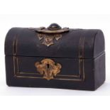 Late 19th century brass mounted travelling desk ink set casket