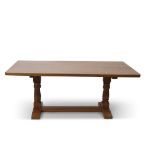 Cat and Mouseman large oak dining table with dimple effect to top and inscribed with maker to