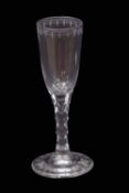 Mid-18th century ale glass, the bowl and plain foot both engraved with rim bands of "egg and star"