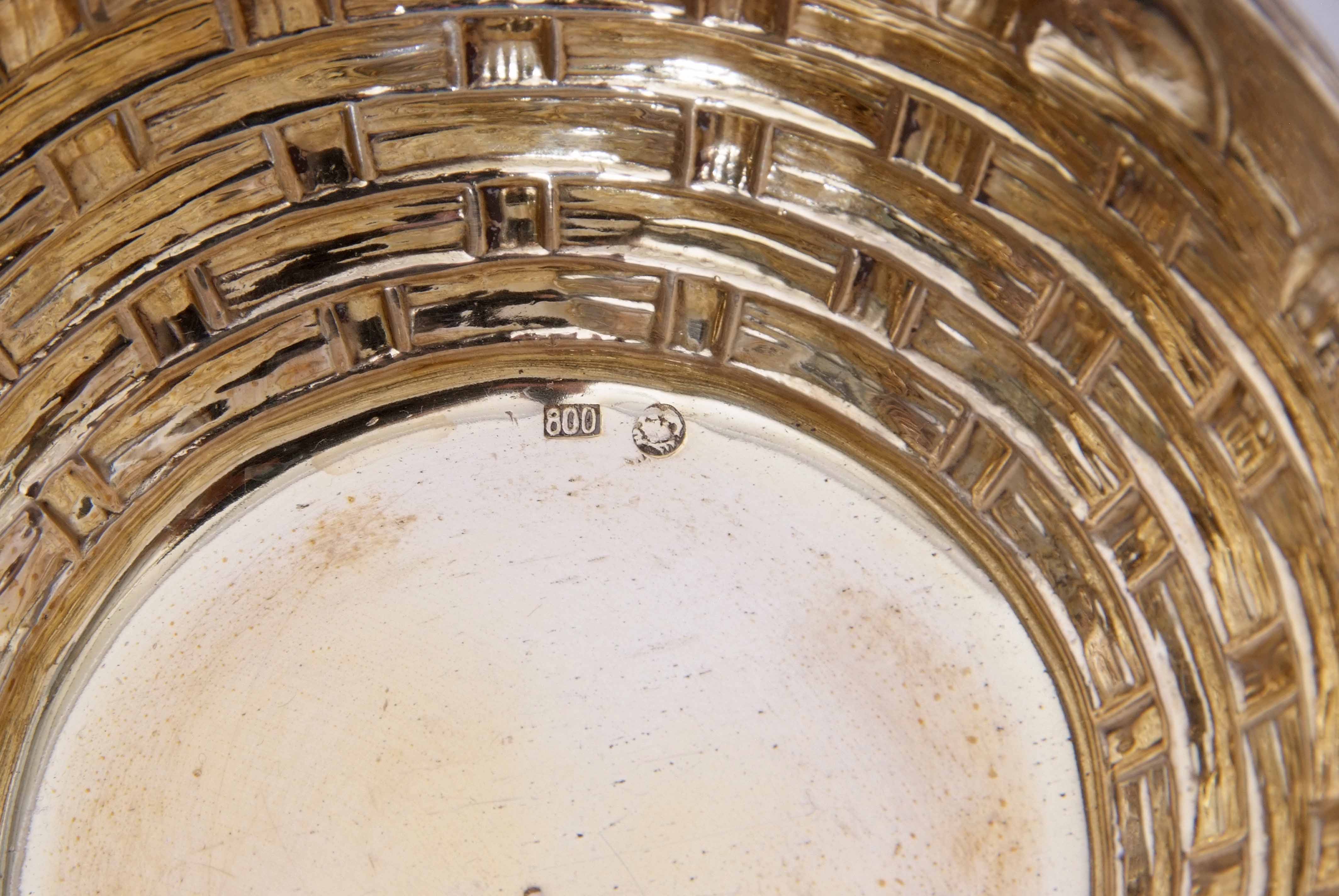 Very unusual rare woven basket design 1900 solid silver container with gilded interior, stamped ' - Image 3 of 3