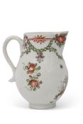 18th century Lowestoft porcelain sparrowbeak jug with a polychrome design in so-called Curtis style,