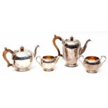 Good quality four-piece tea and coffee service of circular baluster form comprising coffee pot and