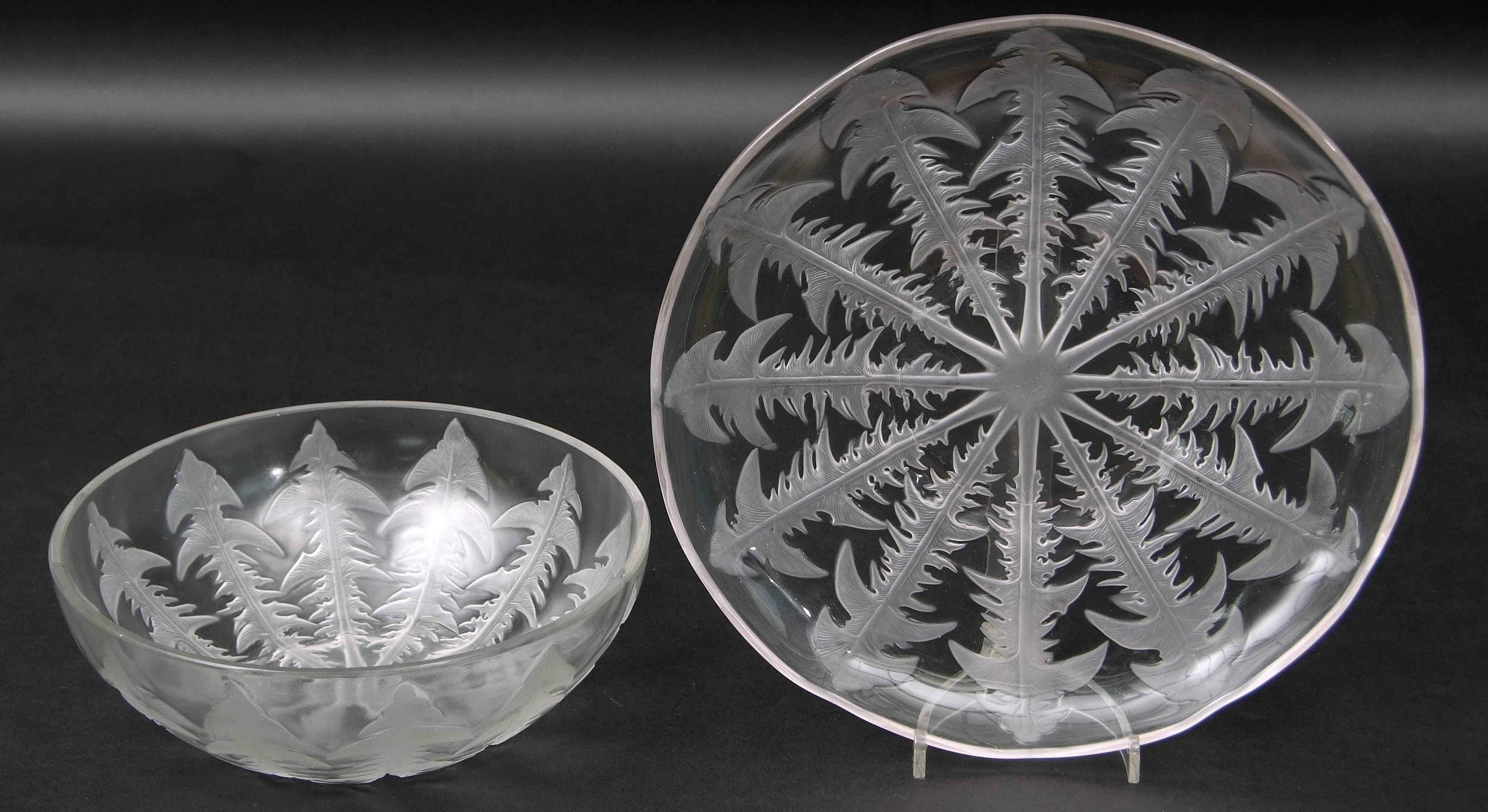 Lalique bowl moulded with thistles, together with a large Lalique dish, again moulded with - Image 2 of 3