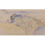 David Young Cameron (1865-1945) "Urquhart" pencil and watercolour, signed lower left, 18 x 30cm