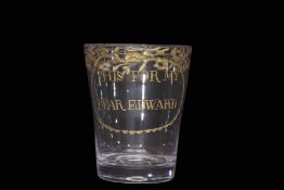 Small Absolon engraved glass, engraved with "This for my dear Edward" in gilt within cartouche