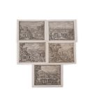 Pieter van der Borcht (1545-1608) Biblical scenes group of five black and white etchings, 19 x 25cm,