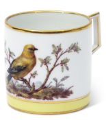 Late 18th/early 19th century Berlin porcelain coffee can finely painted with a bird with title to