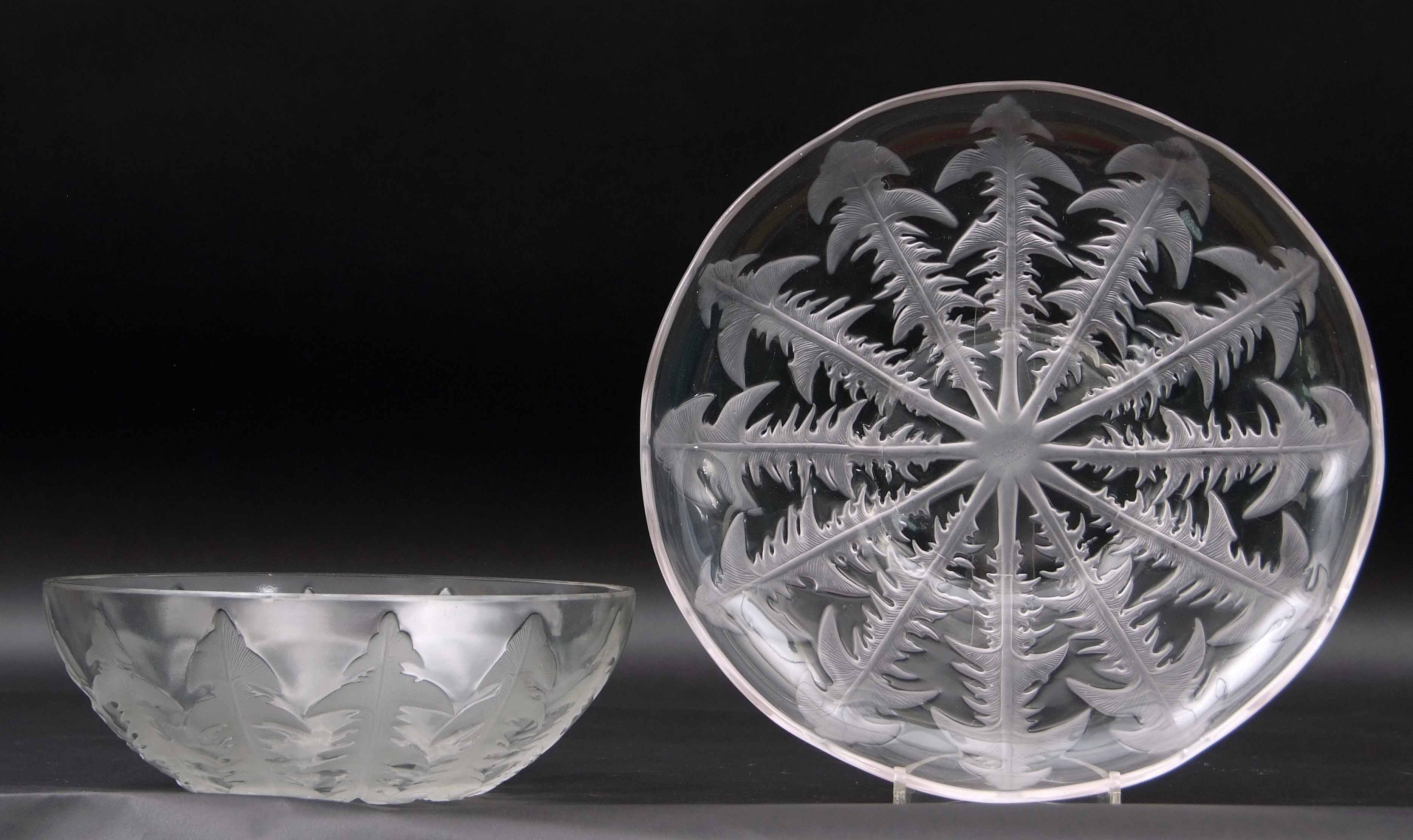 Lalique bowl moulded with thistles, together with a large Lalique dish, again moulded with - Image 3 of 3