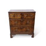 Late 18th century and later walnut crossbanded chest with two short over two long drawers, with