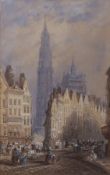 David Roberts, RA (1796-1864) Antwerp watercolour, signed and dated 1850 lower left, 44 x 27cms