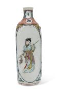 Chinese porcelain vase, probably Republican period, of faceted form, decorated with alternating