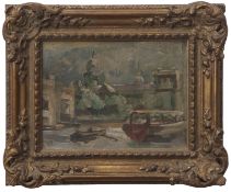 AR Allan Walton (1892-1948) Italian lakeside oil on board, 20 x 26cm Provenance: Sally Hunter Fine