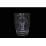 William Absolon engraved barrel glass, circa 1800, engraved in gilt with "A token of friendship from