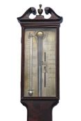 Malacrida, London 18th century mahogany cased stick barometer with silvered vernier and