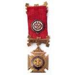 A 9ct gold and enamel Masonic jewel, the Order of the Royal Buffaloes Antediluvian, engraved