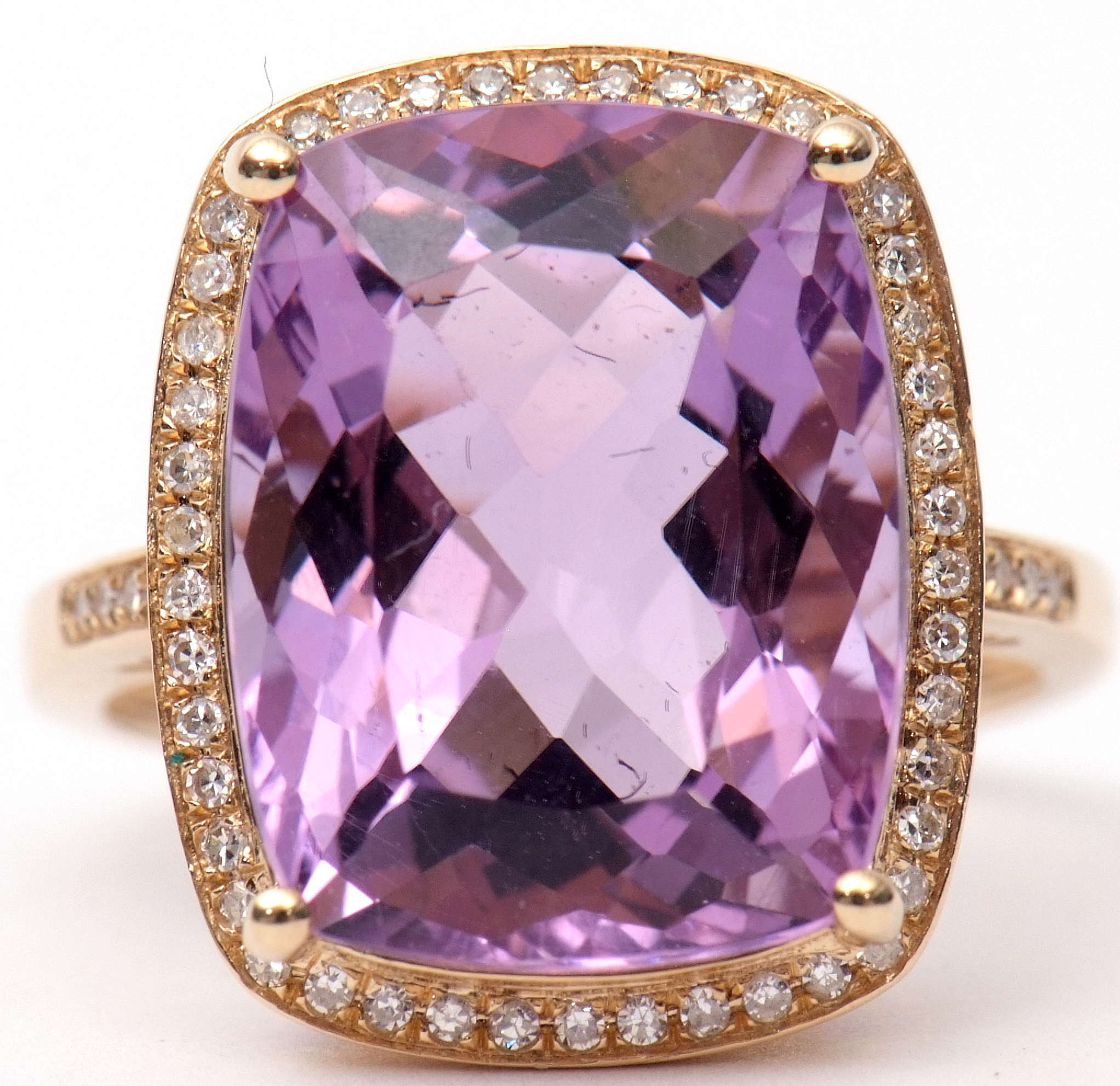 Amethyst and diamond ring, a cushion cut purple amethyst approx 9.40ct, set within a diamond - Image 7 of 7