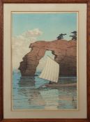 Kawase Hasui (1883-1957) "Zaimoku Island, Matsushima" coloured woodblock, 36 x 24cm