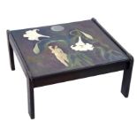 AR Tessa Newcomb (born 1955) "Lily Grandifloriem" painted coffee table, signed and inscribed with