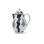 18th century Lowestoft porcelain milk jug and cover decorated in the so-called Hughes pattern with