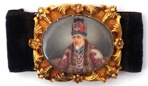 Indian School hand painted portrait bracelet of Akbar II, reign 1806-1837, Penultimate Mughal,