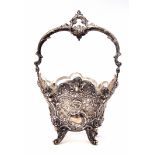 Late Victorian, apparently unmarked, bon-bon basket in high rococo style, pierced and embossed