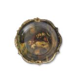 19th century lacquered cake dish of shaped circular form applied with an acorn moulded gilt metal