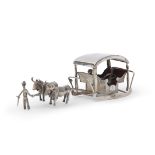 Novelty cow drawn carriage, unmarked, white metal (tested as silver), probably Dutch, late 19th/