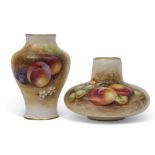 Two Royal Worcester vases, comprising a baluster vase painted with fruit, signed Moseley, with