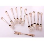 Set of twelve William IV dessert forks in Old English pattern, each bearing a monogram, London