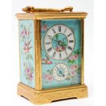 Last quarter of 19th/1st quarter of 20th century ornate brass and glass cased carriage clock