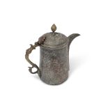 Ornate vintage Arabic Islamic Dallah coffee pot, 19th century, extensively decorated with ornate