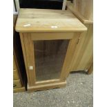 WAXED PINE FRAMED SINGLE GLAZED DOOR MUSIC CABINET