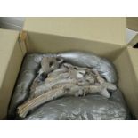 BOX CONTAINING A RESIN WALL HANGING OF WOLVES