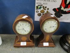 TWO EDWARDIAN MAHOGANY AND INLAID MANTEL CLOCKS, ONE BY C CUSS & SONS, THE OTHER UNSIGNED (2)