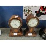 TWO EDWARDIAN MAHOGANY AND INLAID MANTEL CLOCKS, ONE BY C CUSS & SONS, THE OTHER UNSIGNED (2)