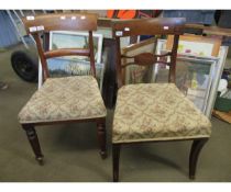 MAHOGANY BAR BACK DINING CHAIR WITH REEDED FRONT LEGS AND A FURTHER REGENCY CHAIR (2)