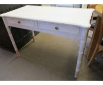 WHITE PAINTED BAMBOO STYLISED TWO DRAWER SIDE CABINET