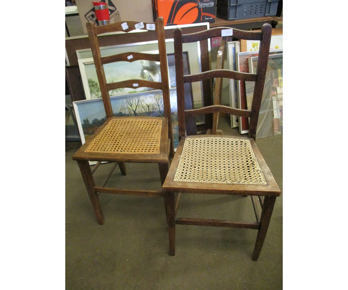 PAIR OF CANE SEATED BEDROOM CHAIRS