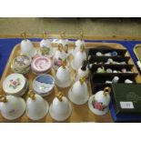 TRAY CONTAINING THE SUMMER COLLECTION PORCELAIN TABLE BELLS, THIMBLES ETC