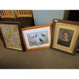GROUP OF EMBROIDERED PICTURE, PORTRAIT PRINT ETC