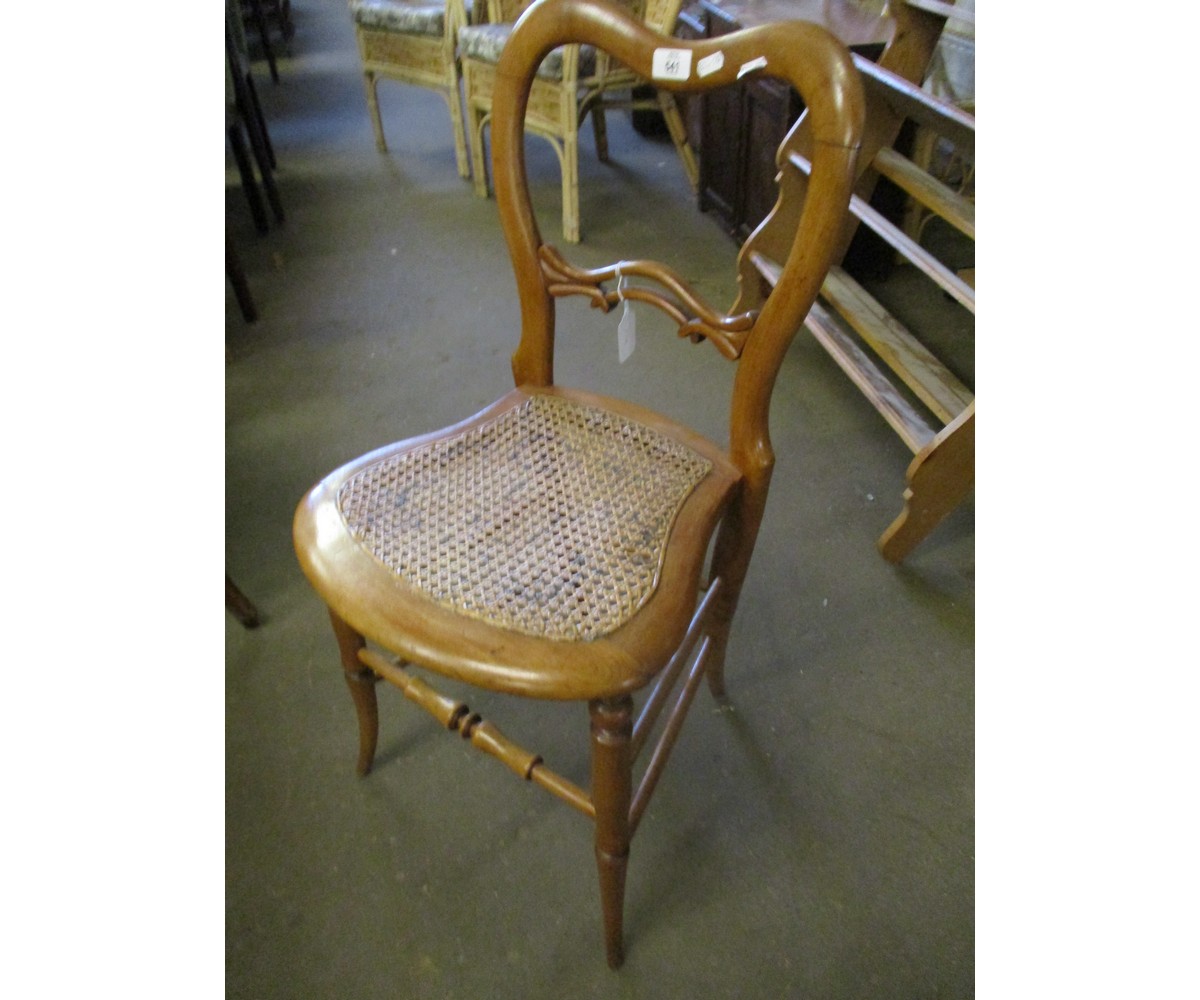 BEECHWOOD FRAMED BAR BACK CANE SEATED BEDROOM CHAIR