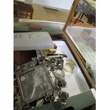BOX CONTAINING MODERN WATCHES, PICTURE FRAME ETC