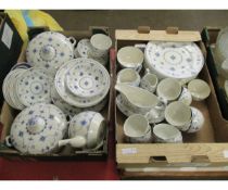 TWO BOXES CONTAINING DENMARK BLUE PRINTED TEA/DINNER WARES