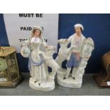 TWO STAFFORDSHIRE FLAT BACK FIGURES WITH RAMS